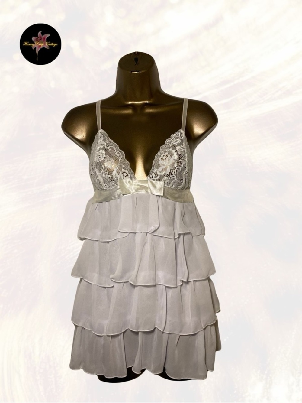 Dreamgirl Bridal Bliss Chiffon Tiered Babydoll Chemise